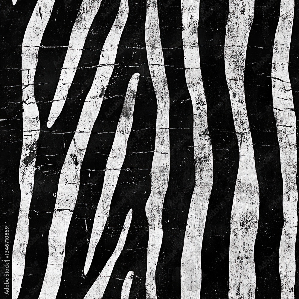 Poster raw seamless pattern zebra stripes with rough textured edges