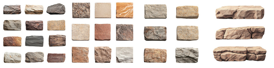 A comprehensive collection of various rock and stone textures including sedimentary metamorphic and igneous formations with diverse patterns colors and structures
