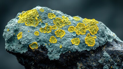 Close-up of rock covered in vibrant lichen