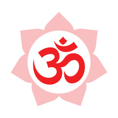 om hindu sign symbol in pink flower shape	