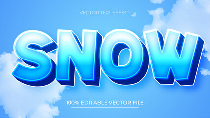 Snow editable text effect emboss modern winter season style