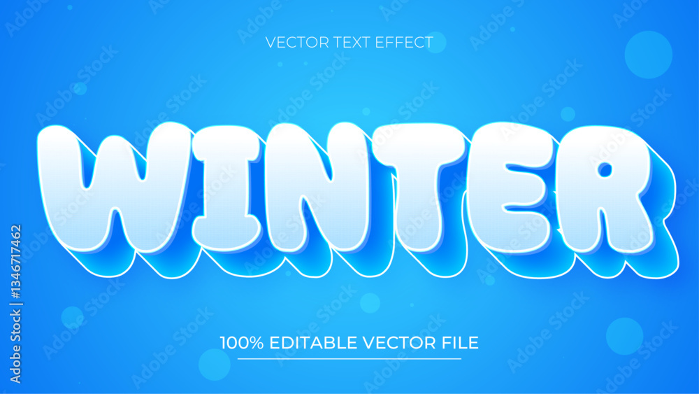 Poster winter text effect font editable typography 3d text for christmas vector template