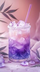 Gradient cocktail with ice cubes