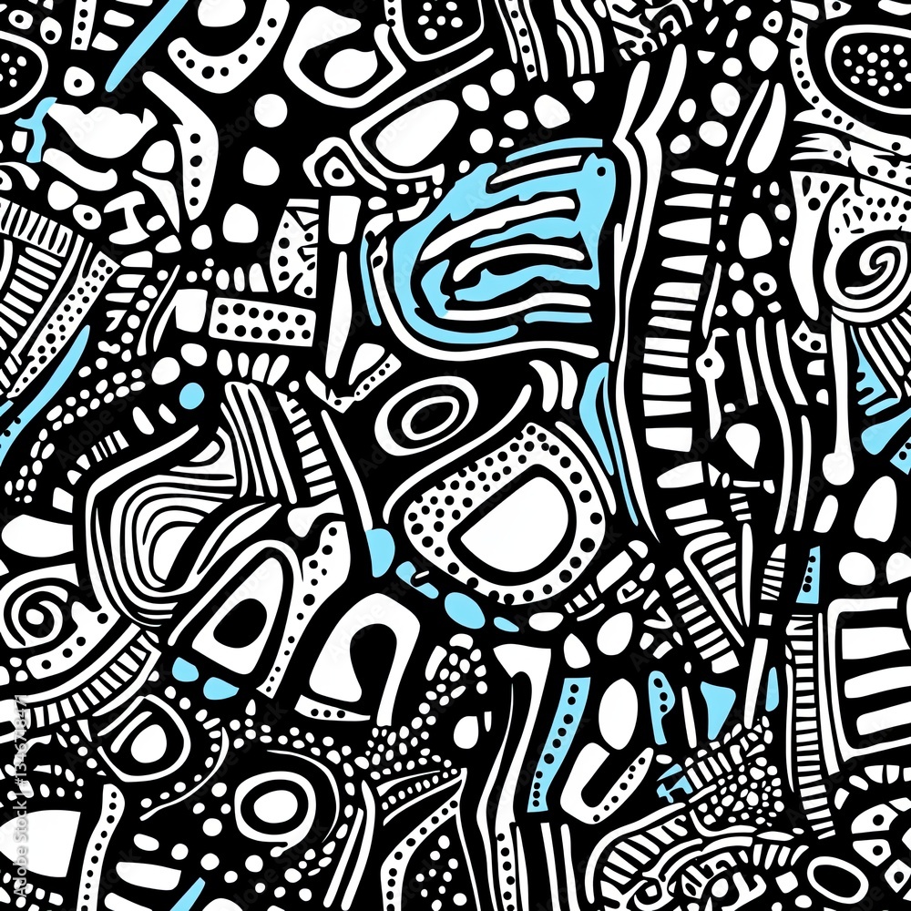 Poster elegant zentangle pattern angular and rounded designs for art prints and digital media