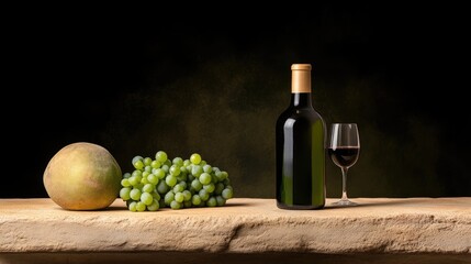 Obraz premium Still life of wine, grapes and fruit
