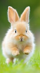 Fototapeta premium Adorable Fluffy Bunny Rabbit in Green Grass