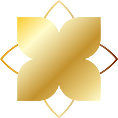 Elegant golden floral geometric ornament design, ideal for luxury branding, wedding invitations, or decorative cultural motifs.