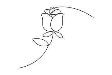 Rose flower continuous one line art drawing of concept doodle icon outline vector design