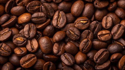 Aromatic Coffee Bean Harvest: A rich tapestry of roasted coffee beans, showcasing a symphony of textures and hues. An invigorating sensory experience of culinary artistry.