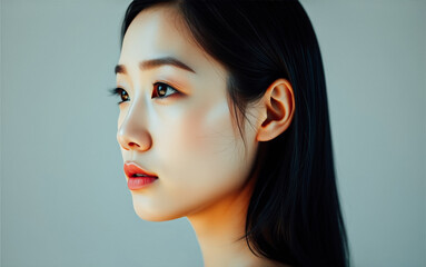Naklejka premium Profile Portrait of a Young Woman
