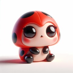 Fototapeta premium Playful baby ladybug sitting with glossy red wings and cute little legs in 3D