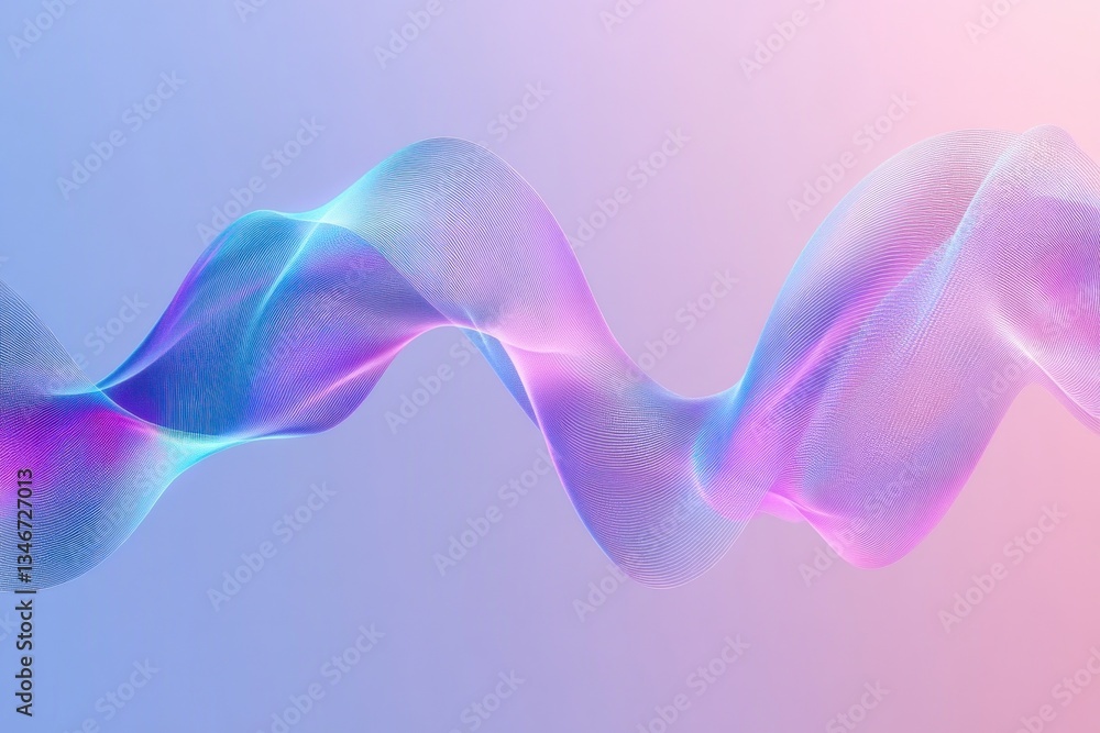 Poster abstract wave design with soft gradients in pastel colors