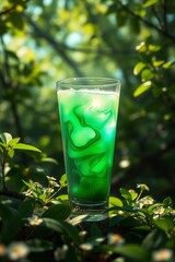 Refreshing green drink in nature