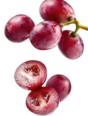 Obraz premium Flying Sliced Grapes on transparent background