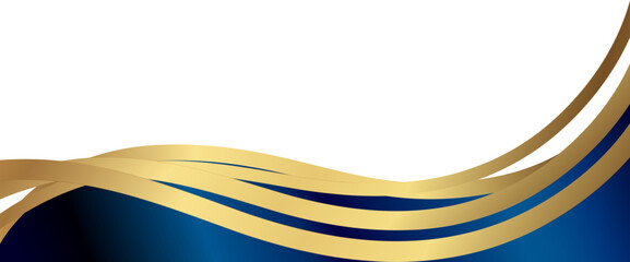 Luxury abstract border with flowing gold and navy blue wave elements, ideal for formal invitations, certificates, or premium branding designs.