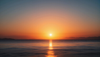 Naklejka premium Serene sunset over calm sea, tranquility and beauty of nature