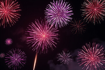 Vibrant explosion of fireworks