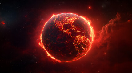 Obraz premium A Cosmic Apocalypse The Planet Engulfed in Flames