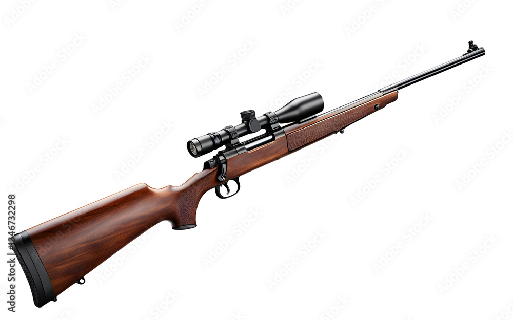 Poster bolt-action rifle isolated on a empty plain background