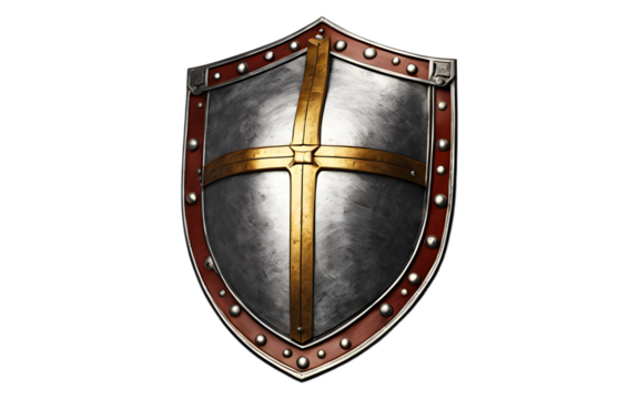 Crusader knight emblem isolated on a empty plain background