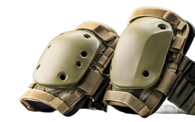 Kevlar military knee pads isolated on a empty plain background