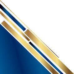 Luxury diagonal corner with gold and navy lines, isolated on a transparent background.
