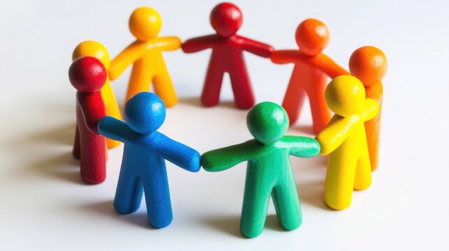 Colorful figures representing unity and teamwork.