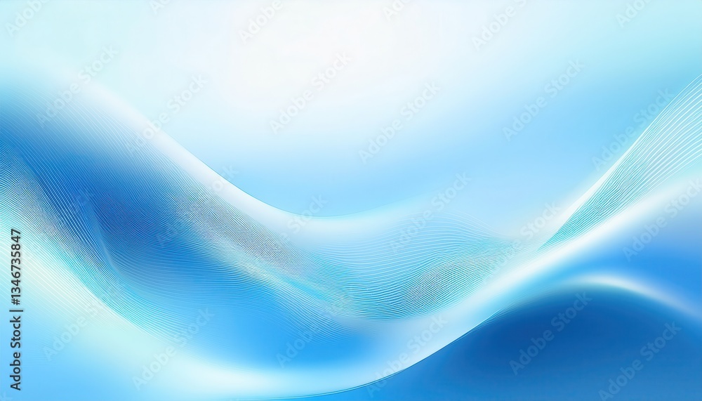 Aufkleber soft flowing blue waves with abstract light gradients, digital fluid texture for modern background, 