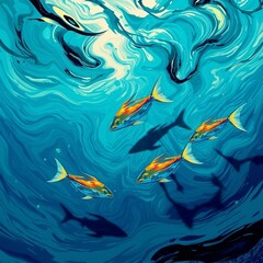 Underwater Scene with Colorful Fish