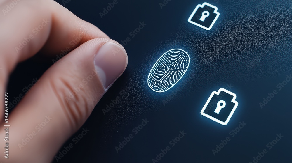 Poster secure online payment concept with fingerprint authentication for digital transactions