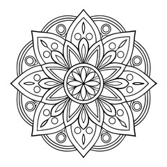  Pattern in the form of a mandala. Henna tattoo mandala. Mehndi style. Decorative pattern in oriental style. Coloring book page.
