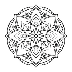  Pattern in the form of a mandala. Henna tattoo mandala. Mehndi style. Decorative pattern in oriental style. Coloring book page.