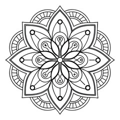  Pattern in the form of a mandala. Henna tattoo mandala. Mehndi style. Decorative pattern in oriental style. Coloring book page.