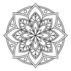  Pattern in the form of a mandala. Henna tattoo mandala. Mehndi style. Decorative pattern in oriental style. Coloring book page.