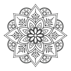  Pattern in the form of a mandala. Henna tattoo mandala. Mehndi style. Decorative pattern in oriental style. Coloring book page.