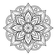  Pattern in the form of a mandala. Henna tattoo mandala. Mehndi style. Decorative pattern in oriental style. Coloring book page.