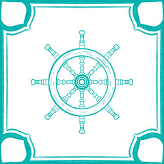 Blue tile summer seamless pattern. Abstract Nautical Symbol mosaic background.