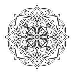 Pattern in the form of a mandala. Henna tattoo mandala. Mehndi style. Decorative pattern in oriental style. Coloring book page.