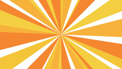 16:9サイズのオレンジ色の背景素材：ランダムな幅の集中線のベクターイラスト