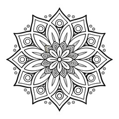 Pattern in the form of a mandala. Henna tattoo mandala. Mehndi style. Decorative pattern in oriental style. Coloring book page.