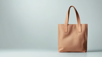 Minimalist Brown Tote Bag on Smooth Surface Against Light Background, Perfect for Everyday Use, Shopping and Fashion Accessories Photography