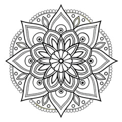 Pattern in the form of a mandala. Henna tattoo mandala. Mehndi style. Decorative pattern in oriental style. Coloring book page.