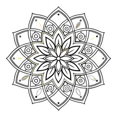 Pattern in the form of a mandala. Henna tattoo mandala. Mehndi style. Decorative pattern in oriental style. Coloring book page.