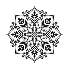 Pattern in the form of a mandala. Henna tattoo mandala. Mehndi style. Decorative pattern in oriental style. Coloring book page.