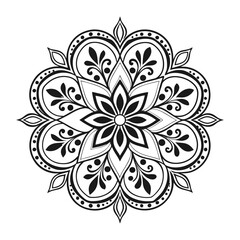 Pattern in the form of a mandala. Henna tattoo mandala. Mehndi style. Decorative pattern in oriental style. Coloring book page.