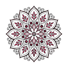 Pattern in the form of a mandala. Henna tattoo mandala. Mehndi style. Decorative pattern in oriental style. Coloring book page.