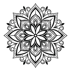 Obraz premium Pattern in the form of a mandala. Henna tattoo mandala. Mehndi style. Decorative pattern in oriental style. Coloring book page.