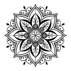 Pattern in the form of a mandala. Henna tattoo mandala. Mehndi style. Decorative pattern in oriental style. Coloring book page.