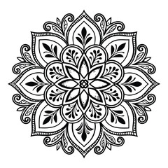 Pattern in the form of a mandala. Henna tattoo mandala. Mehndi style. Decorative pattern in oriental style. Coloring book page.