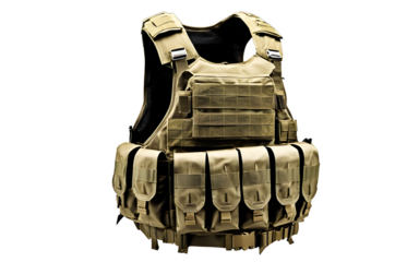 Tactical bulletproof vest isolated on a empty plain background